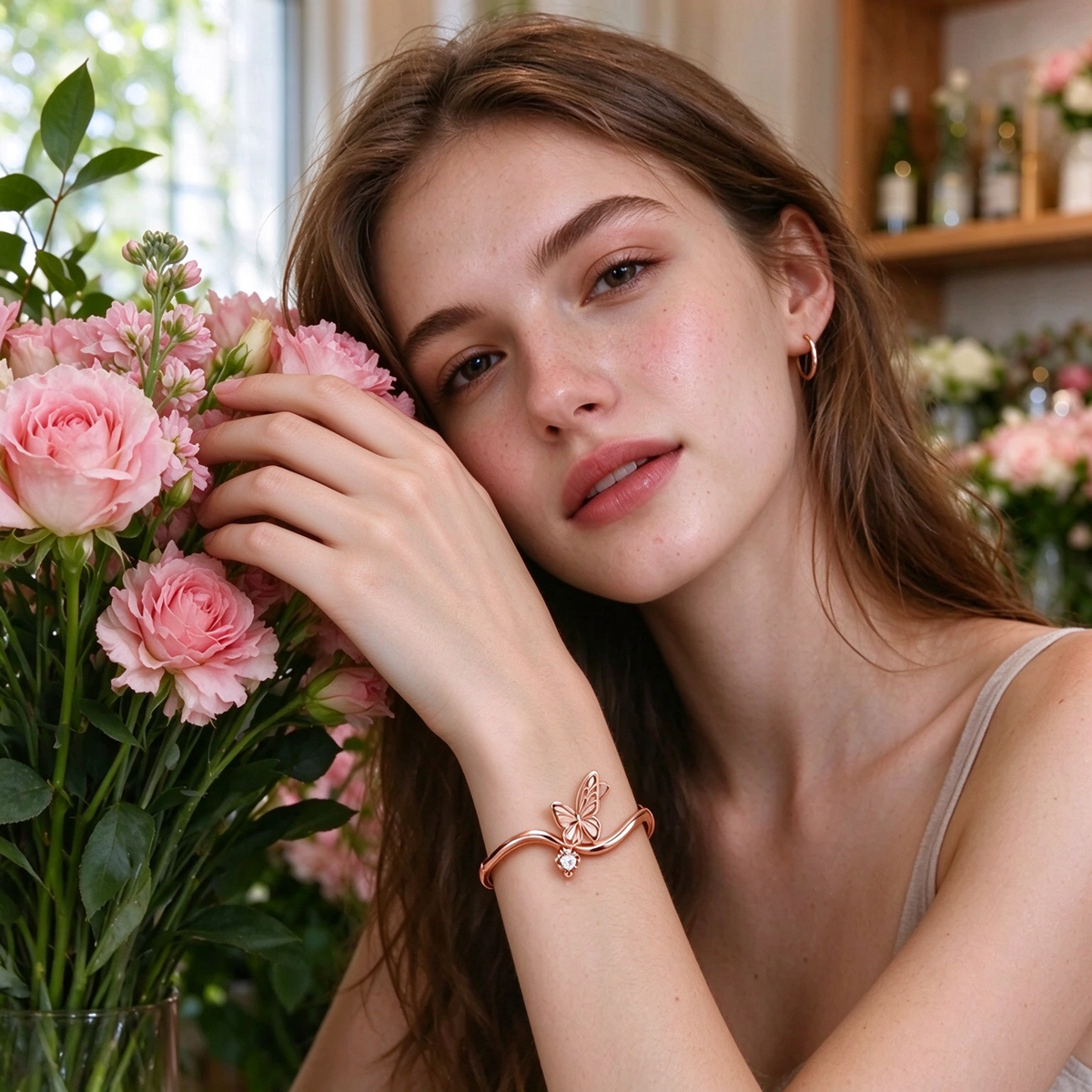 Rose Gold Butterfly Wave Bangle