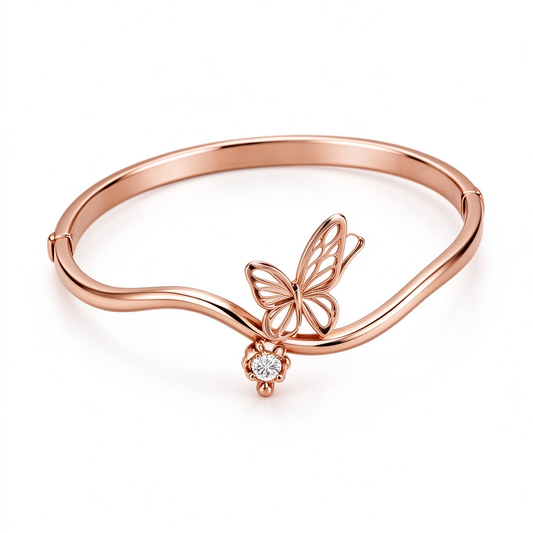 Rose Gold Butterfly Wave Bangle