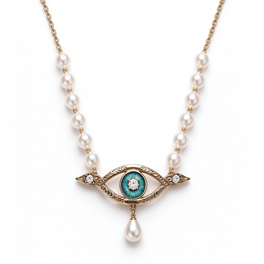 Vintage Evil Eye Pearl Strand Necklace